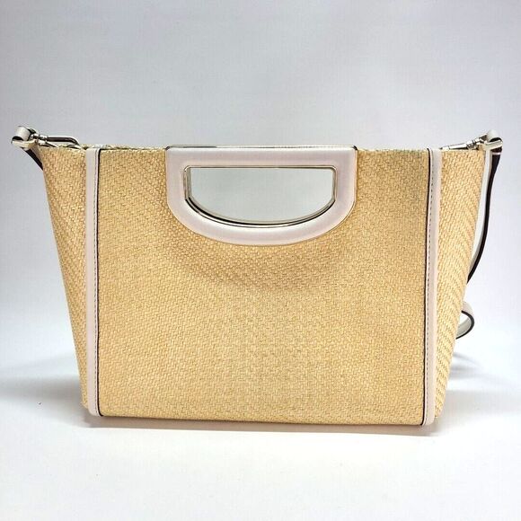 kate spade Alexia Straw Crossbody Clutch White Handbag 12"x8" Retired Cottage - Picture 7 of 16